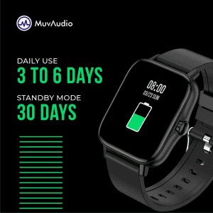 MuvAudio Muvtrend Smartwatch | Black Strap