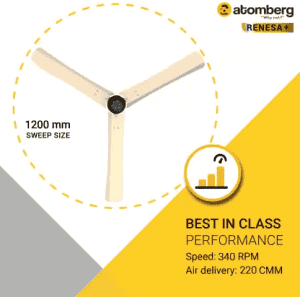 Atomberg Renesa 3 Blade Ceiling Fan | Metallic Gold
