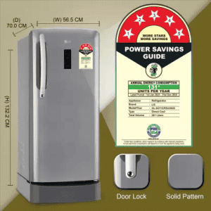 LG 201 L Direct Cool Single Door 5 Star Refrigerator | GL-D211CPZU | Shiny Steel