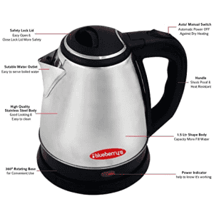 Blueberry’s ZESTO Electric Kettle | 1.5 L | 1500 Watt | Silver