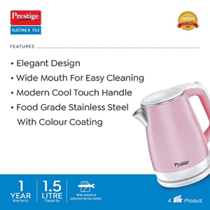 Prestige PKPC 1.5L Electric Kettle | 1500W | Pink