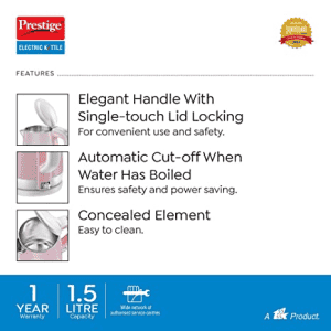 Prestige PKPC 1.5L Electric Kettle | 1500W | Pink
