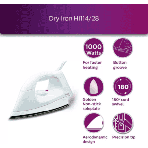 PHILIPS Dry Iron | 1000 W | White | HI114