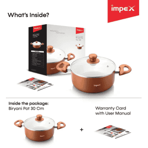 IMPEX PEARL 3012 Aluminium, Non-stick Pot with Lid |  30 cm diameter | 8 L capacity | Gold, Orange