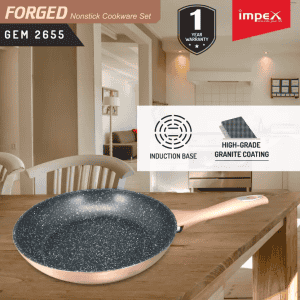 IMPEX Gem 2655 Forged Non Stick Fry Pan | 26 cm diameter | 1 L capacity | Multicolor