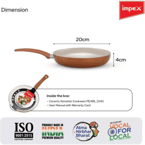 IMPEX PEARL 2040 Non-stick Fry Pan | 20 cm diameter |  3 L capacity | Ceramic