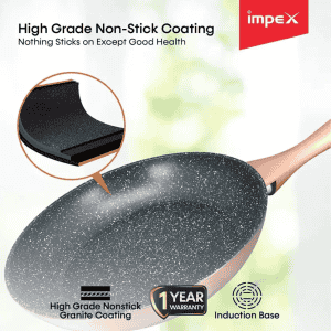 IMPEX GEM-2450 Forged Nonstick Aluminium Induction Based Fry Pan | 24 cm diameter | 1 L capacity | Granite Coated