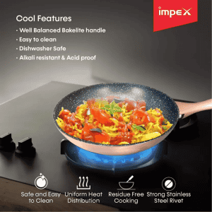 IMPEX GEM-2450 Forged Nonstick Aluminium Induction Based Fry Pan | 24 cm diameter | 1 L capacity | Granite Coated