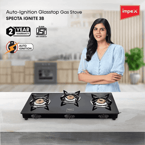 Impex Specta 3B Ignite Glass Top | 3 Burner Stove | Black