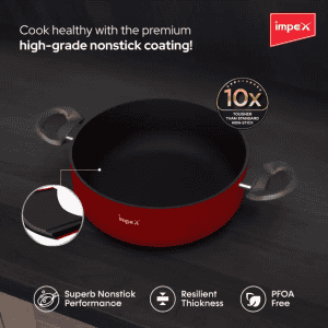Impex ISP 2810 Non Stick Induction Bottom Biryani Pot with Lid | 28 cm | 6 L | Maroon