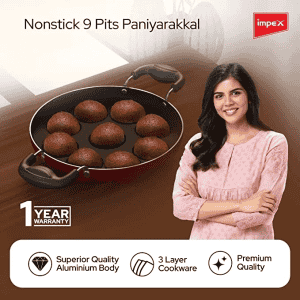 Impex Premium Non Stick Paniyarakkallu Unniyappa Chatty | 9 Pits | Red