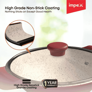 IMPEX RUBY 20 Diecast Nonstick Multipan with Lid | 2 L capacity | 20 cm diameter | Red