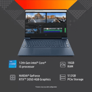 HP Victus Gaming Laptop | Intel Core i5 12th Gen 12450H | 16 GB | 512 GB SSD | 4 GB Graphics NVIDIA GeForce RTX 3050 | Performance Blue | 15-FA0555TX