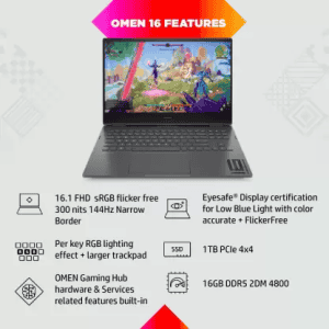 HP Ryzen 7 Gaming Laptop| Octa Core 6800H | 16 GB | 1 TB | 6 GB Graphics  | Mica Silver | 16-n0054AX