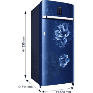 SAMSUNG 215 L Frost Free Single Door 3 Star Refrigerator  | Camellia Blue | RR23C2E23CU/HL