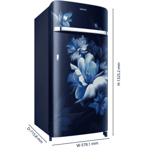 SAMSUNG 189 L Frost Free Single Door 5 Star Refrigerator  | Midnight Blossom Blue |refr RR21C2G25UZ/HL