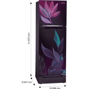 SAMSUNG Frost Free Double Door Refrigerator with Base Drawer | 2 Star | 236 L | Paradise Bloom Purple | RT28C31429R/HL