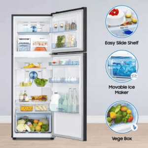 SAMSUNG 322 L Frost Free Double Door 2 Star Convertible Refrigerator | RT37C4522BX/HL | Luxe Black