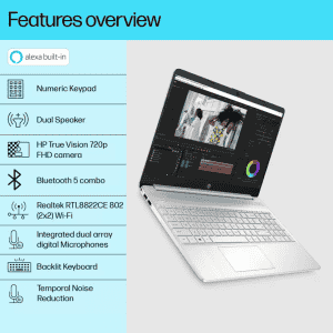 HP Thin & Light Laptop 15s | 12th Gen Intel Core i3-1215U | 15.6-inch | FHD/8GB DDR4/512GB SSD/Intel UHD Graphics/Backlit KB | Silver