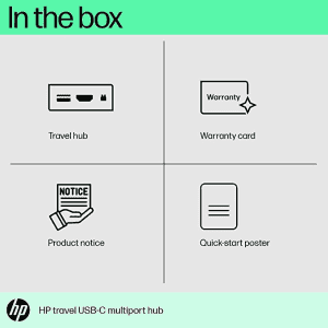 HP Travel USB-C Multi Port Hub Docking Station with USB-C, RJ-45, HDMI, SD and Micro SD Slots - 1C1Y5AA | Black