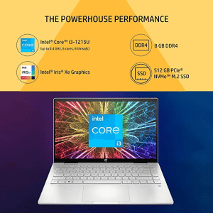 HP Pavilion x360 | 14-ek0137TU |12th Gen Intel Core i3-1215U 8GB RAM/512GB SSD | 14-inch | FHD multitouch-Enabled IPS Display/Intel Iris Xe Graphics/Backlit KB | Silver