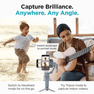 Qubo Handheld Gimbal from Hero Group | 3-Axis Smartphone Stabilizer with Attachable Tripod | Grey