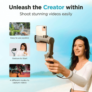 Qubo Handheld Gimbal from Hero Group | 3-Axis Smartphone Stabilizer with Attachable Tripod | Grey