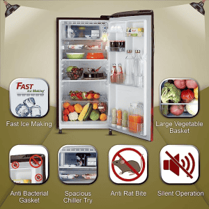 LG | GL-B201ASCD |185 L /3 Star | Direct-Cool Single Door Refrigerator | Scarlet Charm