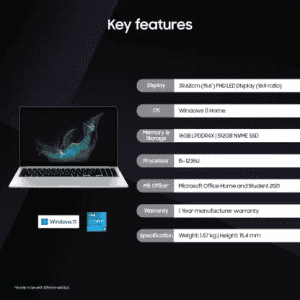 SAMSUNG Galaxy Book2 Core i5 | 16 GB/512 GB SSD/Windows 11 Home | NP750XED-KC3IN | 15.6 Inch | Silver