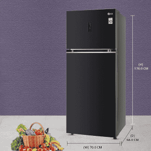LG Double Door Refrigerator | GL-T422VESX  | 423 L/3 Star | Ebony Sheen