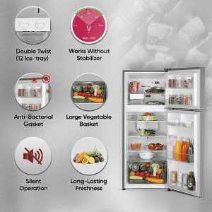 LG  Frost-Free Smart Inverter Double Door Refrigerator | 242 L | 2 Star | Shiny Steel | GL-N292DPZY