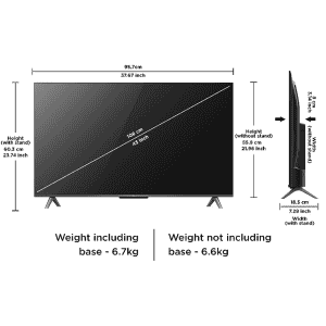 TCL  | 108 cm (43 inch) | 4K Ultra HD Smart QLED Google TV 43C645 | Black