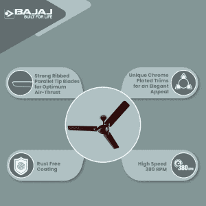 BAJAJ Glide 3 Blade Ceiling Fan | 1200 mm | Classy Red Wine