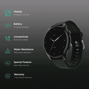 boAt Lunar Connect Plus Smartwatch| 36.32mm | Active Black