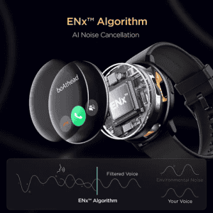 boAt Lunar Call Smartwatch with Bluetooth Calling | 32.5mm  | Active Black Strap