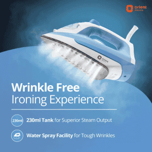 Orient Electric Fabrifeel Steam Iron | 1600 W  | White, Blue