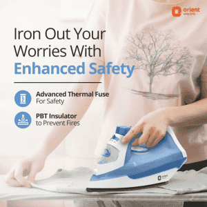 Orient Electric Fabrifeel Steam Iron | 1600 W  | White, Blue