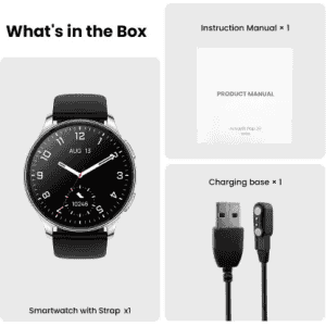 AMAZFIT POP 3R Smart Watch with AMOLED Display | BT Calling and AI Voice Assistance Smartwatch | Silver Black Premium Strap