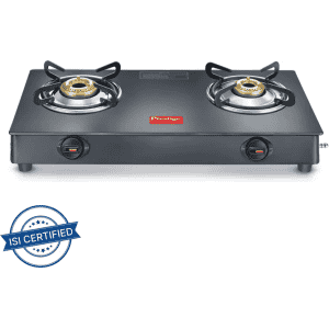 Prestige Magic Plus Glass Manual Gas Stove | 2 Burners | Black | GTMP 02