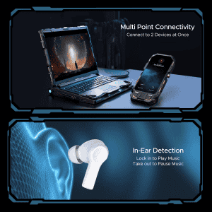 boAt  Airdopes Flex 454 ANC TWS Earbuds with Smart Features | 60HRS Playback Quad Mics ENx Tech | Zinc White
