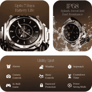 boAt Enigma X500 Smartwatch with Bluetooth Calling | AMOLED Display | IP68 Sweat Resistant | Classic Silver