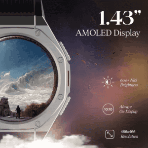 boAt Enigma X600 Smartwatch with Bluetooth Calling | AMOLED Display | IP68 Water Resistant | Jet Black Strap