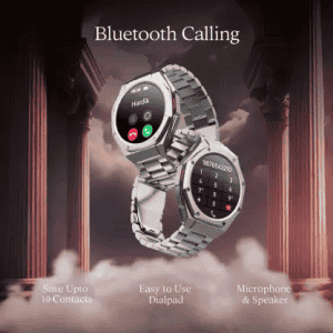 boAt Enigma X600 Smartwatch with Bluetooth Calling | AMOLED Display | IP68 Water Resistant | Classic Silver Strap