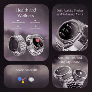 boAt Enigma X600 Smartwatch with Bluetooth Calling | AMOLED Display | IP68 Water Resistant | Classic Silver Strap