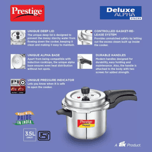 Prestige Deluxe Alpha Svachh Induction Bottom Pressure Cooker | 3.5 L | Stainless Steel
