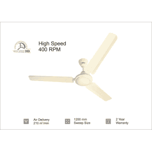 USHA Racer Ceiling Fan | Ultra High Speed  | 3 Blade | 1200 mm | Rich Ivory