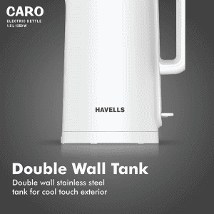 Havells Caro 1.5 litre Double Wall Electric Kettle | 1250 Watt | White