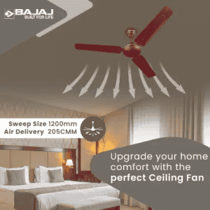BAJAJ Edge Ceiling Fan | 1200 mm | 3 Blade | Brown