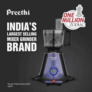 Preethi Zodiac Glitter MG 264 Mixer Grinder | 750 Watt | 5 Jars | Lavender, Black