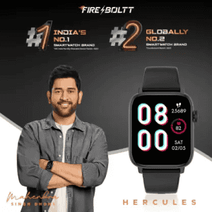 Fire-Boltt Hercules | 1.83" Large Display, BT Calling with Voice Assist & Metal Body Smartwatch | Black Strap, Free Size